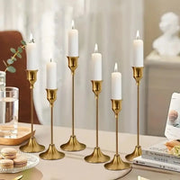 6pcs/Set Romantic Candlestick Gold Metal Taper Candle Holders European Elegant Home Decorate Holder for Room Wedding Decoration