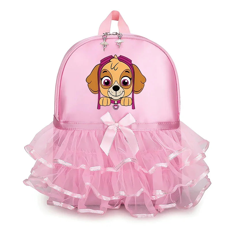 Paw Patrol Girl Lace Backpack Pink Skye Children Ballet Dance Bag Cute Bow Tie Kid Bagpack Trend Birthday Gift