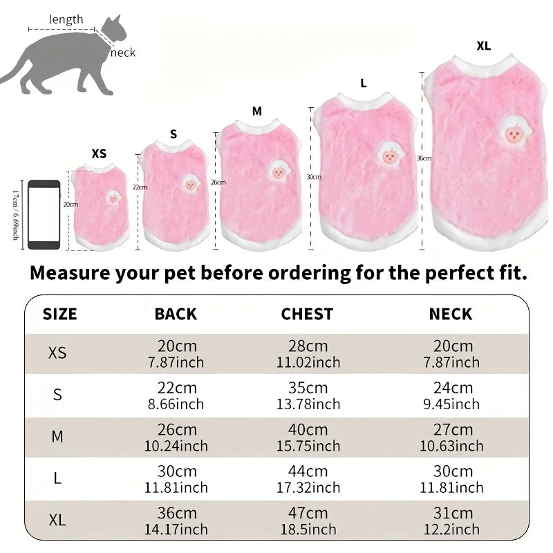 1pc Adorable Autumn and Winter Cat Winter Clothes,Thickened Vest for Warmth,Anti-Fall Design for Puppies,Kittens,and Small Pets