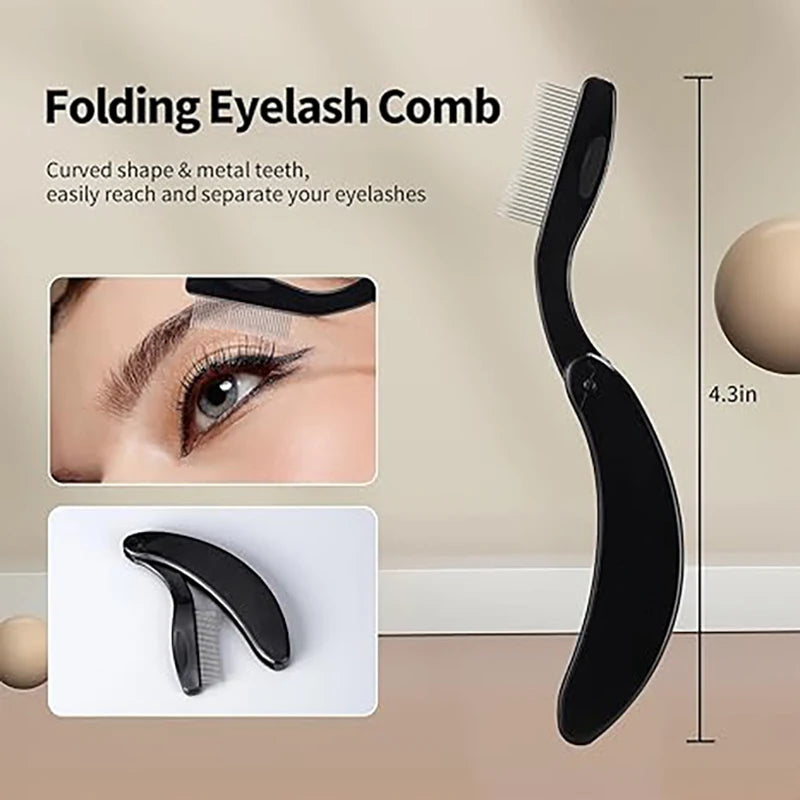 Foldable Eyelash Comb Separator Folding Lash Comb Eyebrow Mascara Applicator Eyelash Definer Arc Designed Cosmetic Brushes Tool