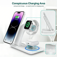 30W LED Fast Wireless Charger Stand 3 In 1 Foldable Charging Station,For IPhone/Apple Watch 9 8 7 6 5/Airpods Pro