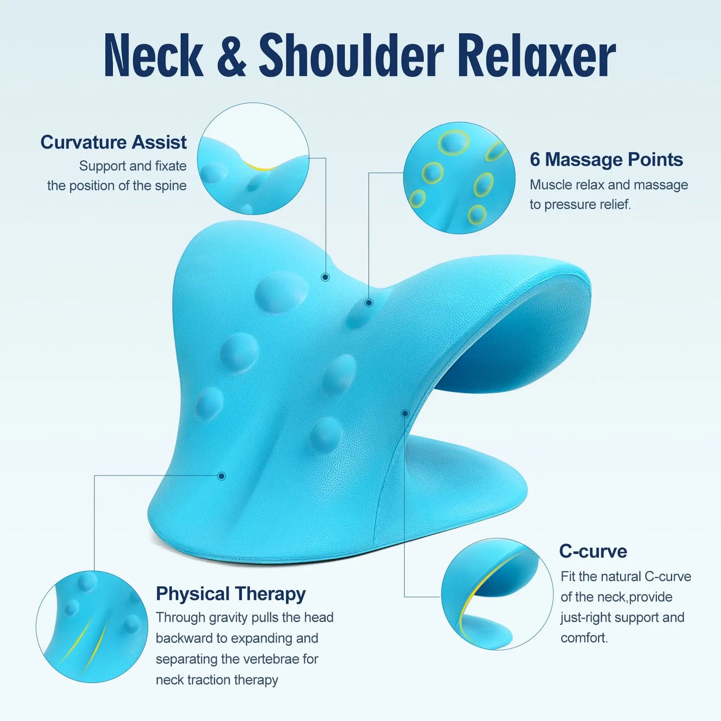 1Pcs Eva Neck and Shoulder Relaxer, Neck Relaxation and Cervical Spine Alignment, Chiropractic Pillow Neck Stretcher Massager