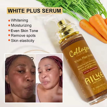 AILKE Skin Whitening Face Serum, Reduce Spots, Moisturizing, Even Skin Tone, With Organic Collagen, Skin Lightening Body Serum
