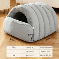 Winter warming semi-enclosed safety pet bed, thickened small dog bed, large space leather cat sleeping bag
