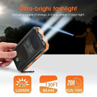 New Ready Stock Immediate Shipment 10000mAh Solar Power Bank Fast Charging Dual USB Outdoor Waterproof with Flashlight Compass