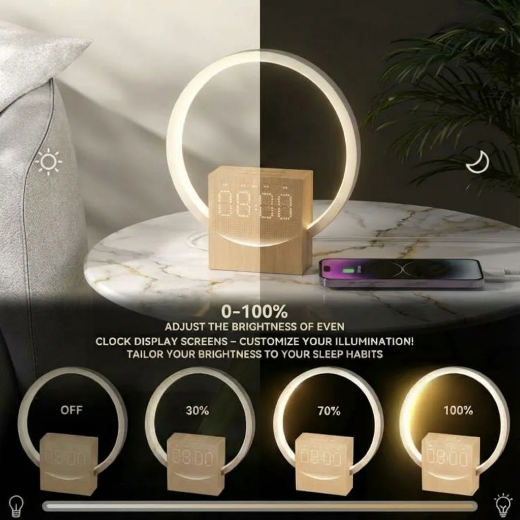 Digital Alarm Clock Sunrise Simulation Wake-up Light Bluetooth Speaker White Noise Machine Desk/Bedside Clock for Bedroom Office
