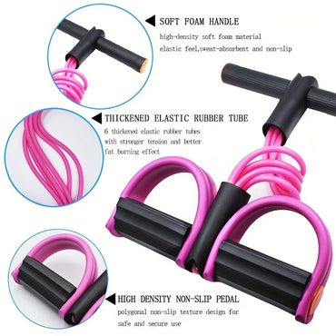 6-Tube Resistance Band, Multi-Functional Elastic Yoga Pull Rope for Arms, Legs, Waist & Abs, Durable Latex Fitness Equipment
